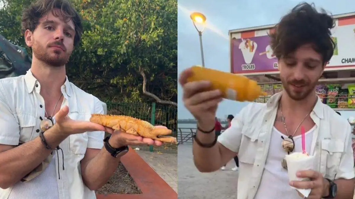 Max Wilfong degustó unos panes en forma de cocodrilo y el tradicional trolelote en Tampico