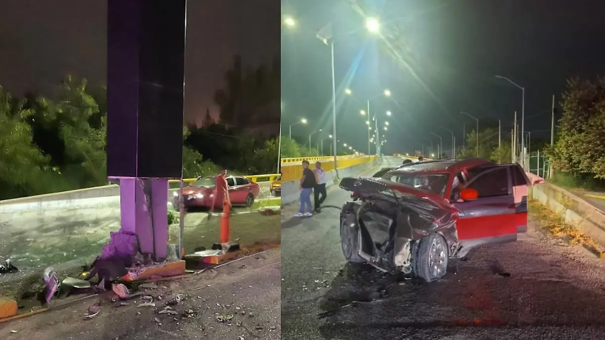 Camioneta se estrella contra base del puente en Avenida Tamaulipas Tránsito Ciudad Madero