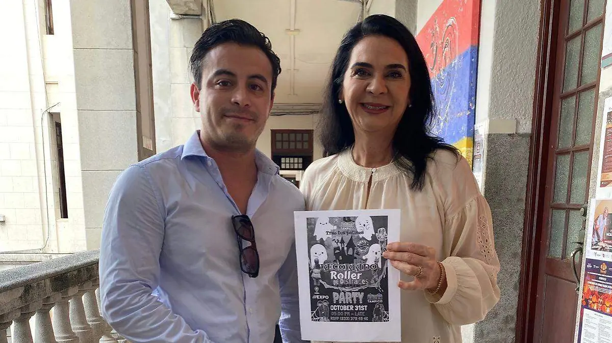La alcaldesa de Tampico, Mónica Zacil Villarreal Anaya, brindó el apoyo a los Patines Aventureros School por la rodada de Halloween