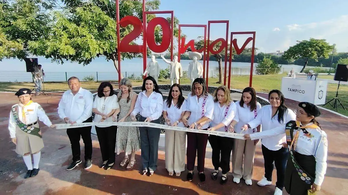 Tampico inauguró un monumento restaurado de Madero, Zapata y Carranza en la Laguna del Carpintero