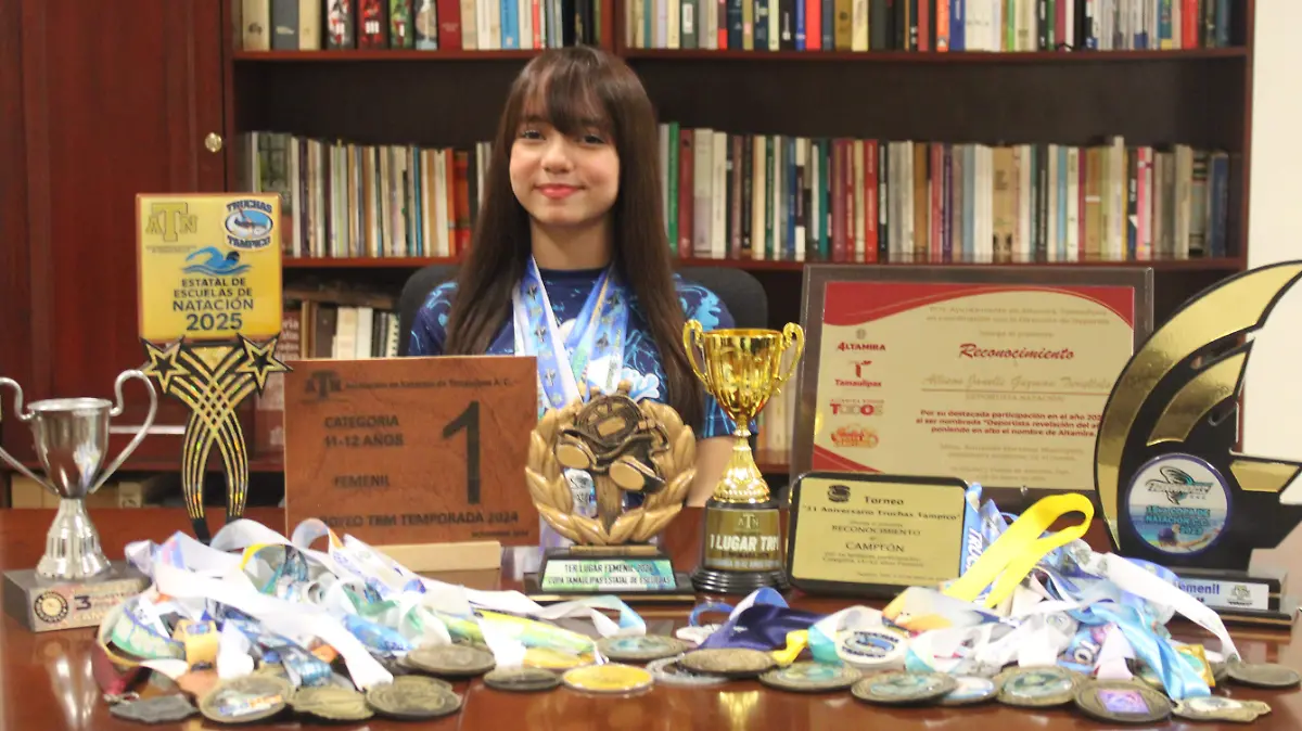 Alisson Janelle Guzmán Turullols es la Mejor Nadadora de Tamaulipas por segundo año consecutivo