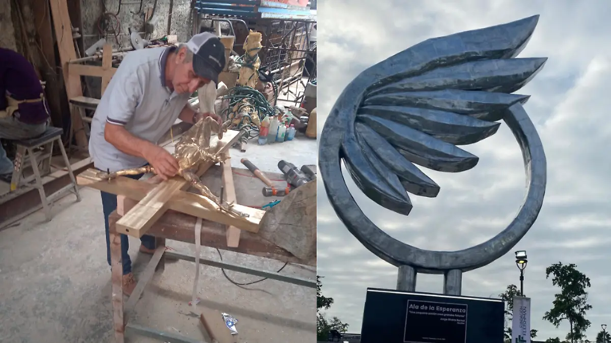 Trabajando en el Cristo Suspendido y su Ala de la Esperanza