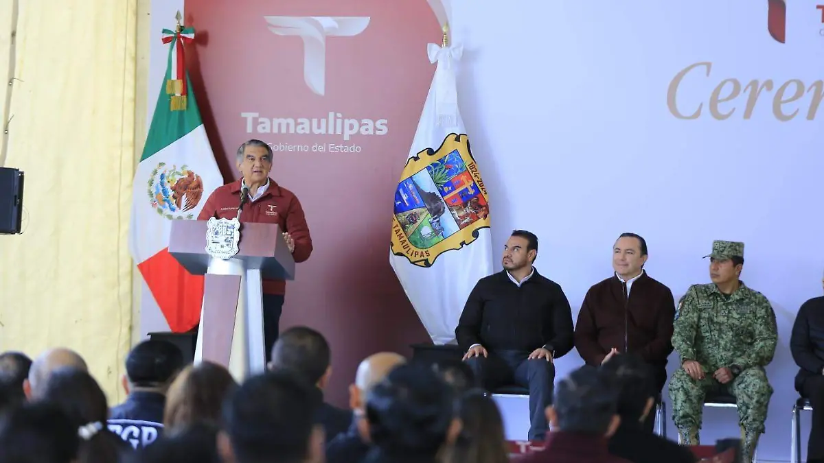 Américo Villarreal Anaya, destacó las cifras de turismo, en la ceremonia de honores a la Bandera