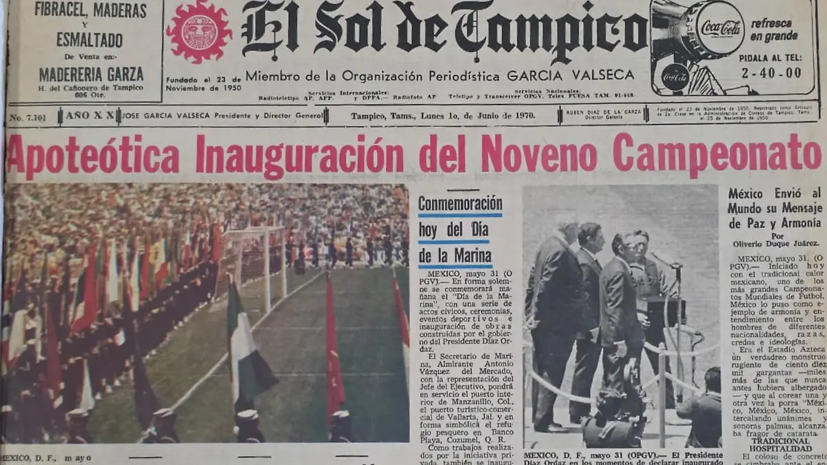 Un tampiqueño pudo ir a ver partidos del Mundial México 1970