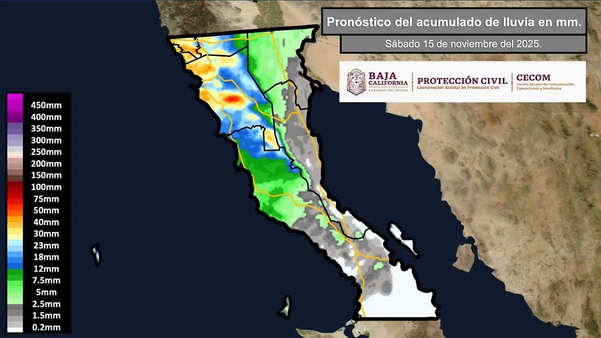 Frente frío-BC-lluvias-Protección Civil