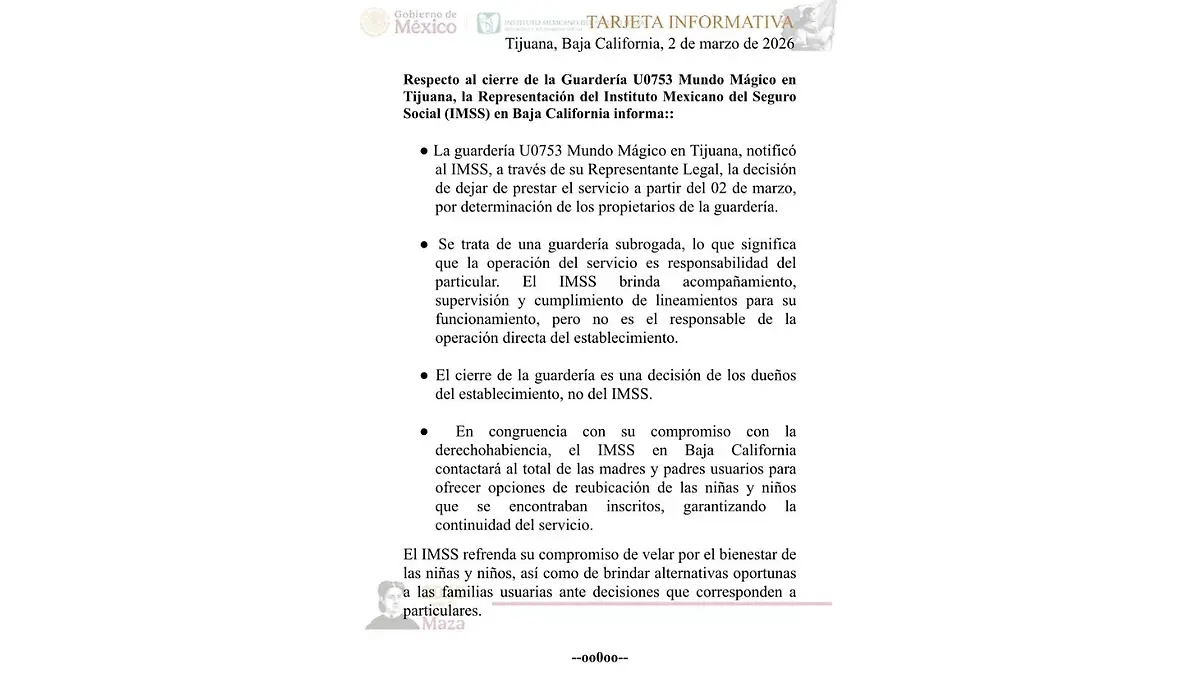 IMSS comunicado