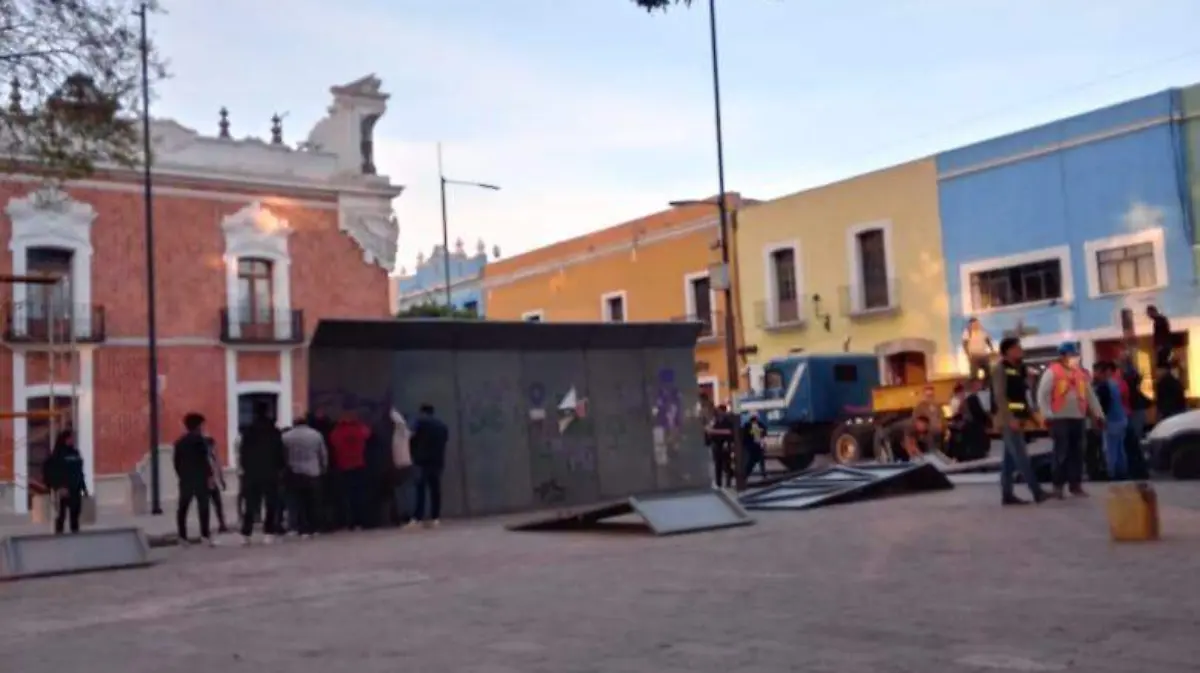 Previo a marcha del 8M en Tlaxcala protegen edificios históricos 2