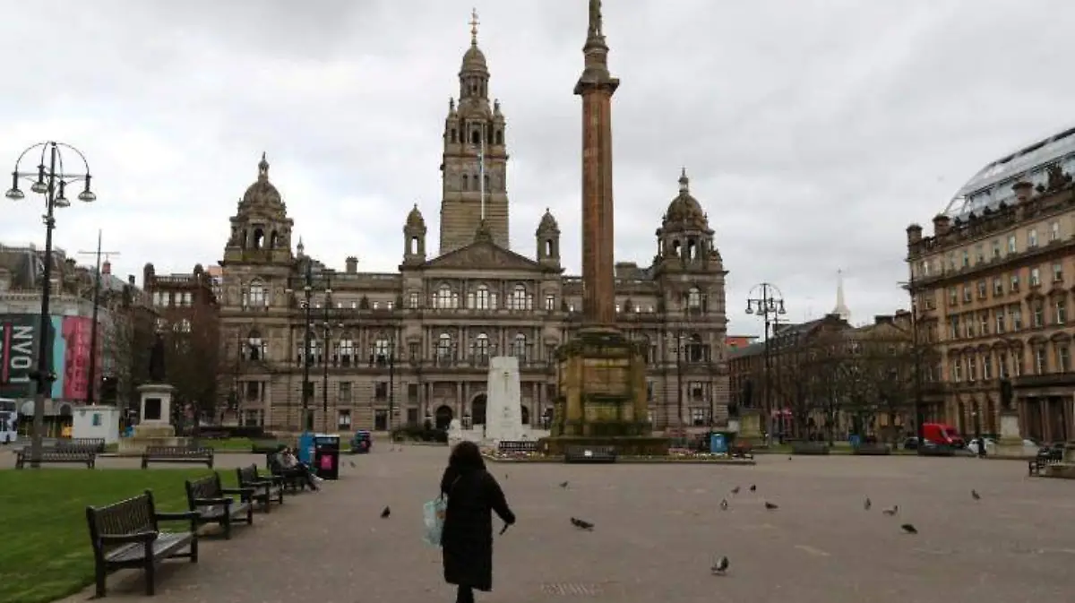 General view of George Square in Glasgow as the spread of the coronavirus disease