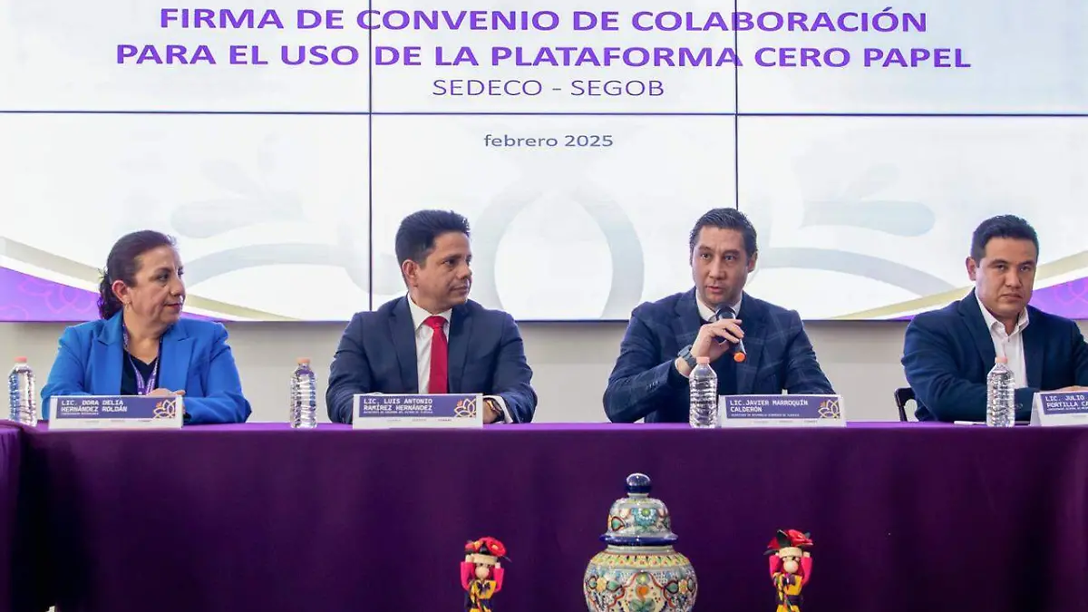 Segob y Sedeco convenio para el uso de la plataforma Cero Papel Tlaxcala