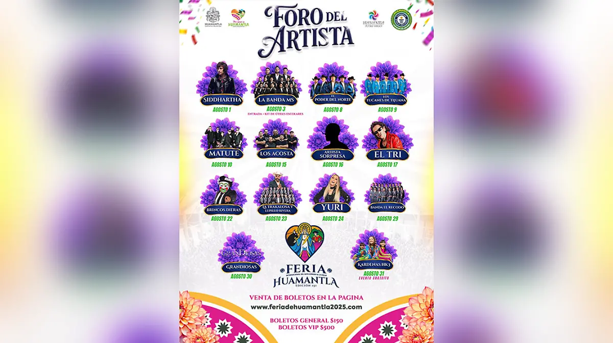 cartel artistas feria de Huamantla 2025 1.1,