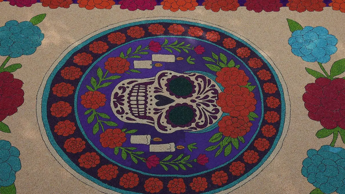 Detalle calavera alfombra