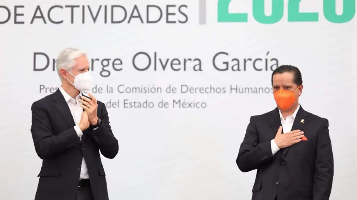 Alfredo del mazo y jorge olvera durante el informe de Codhem