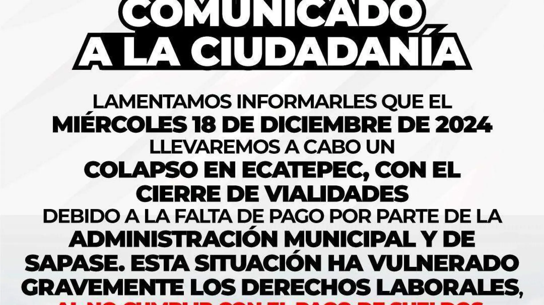 Comunicado Bloqueos