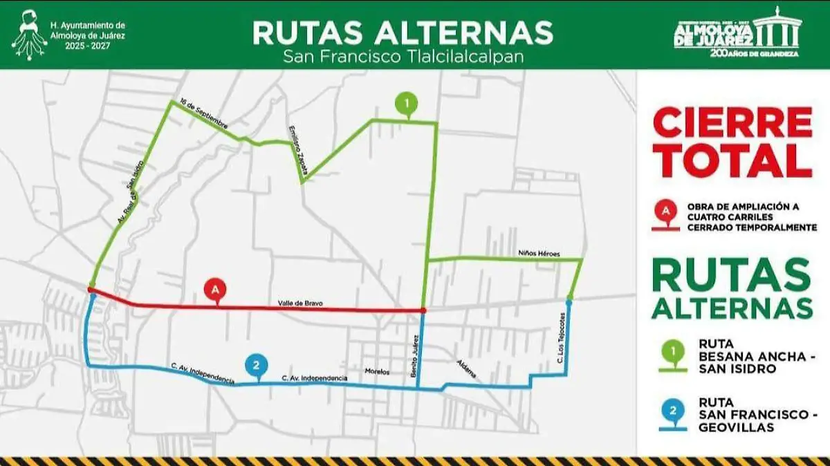Rutas alternas Boulevard Colibrí