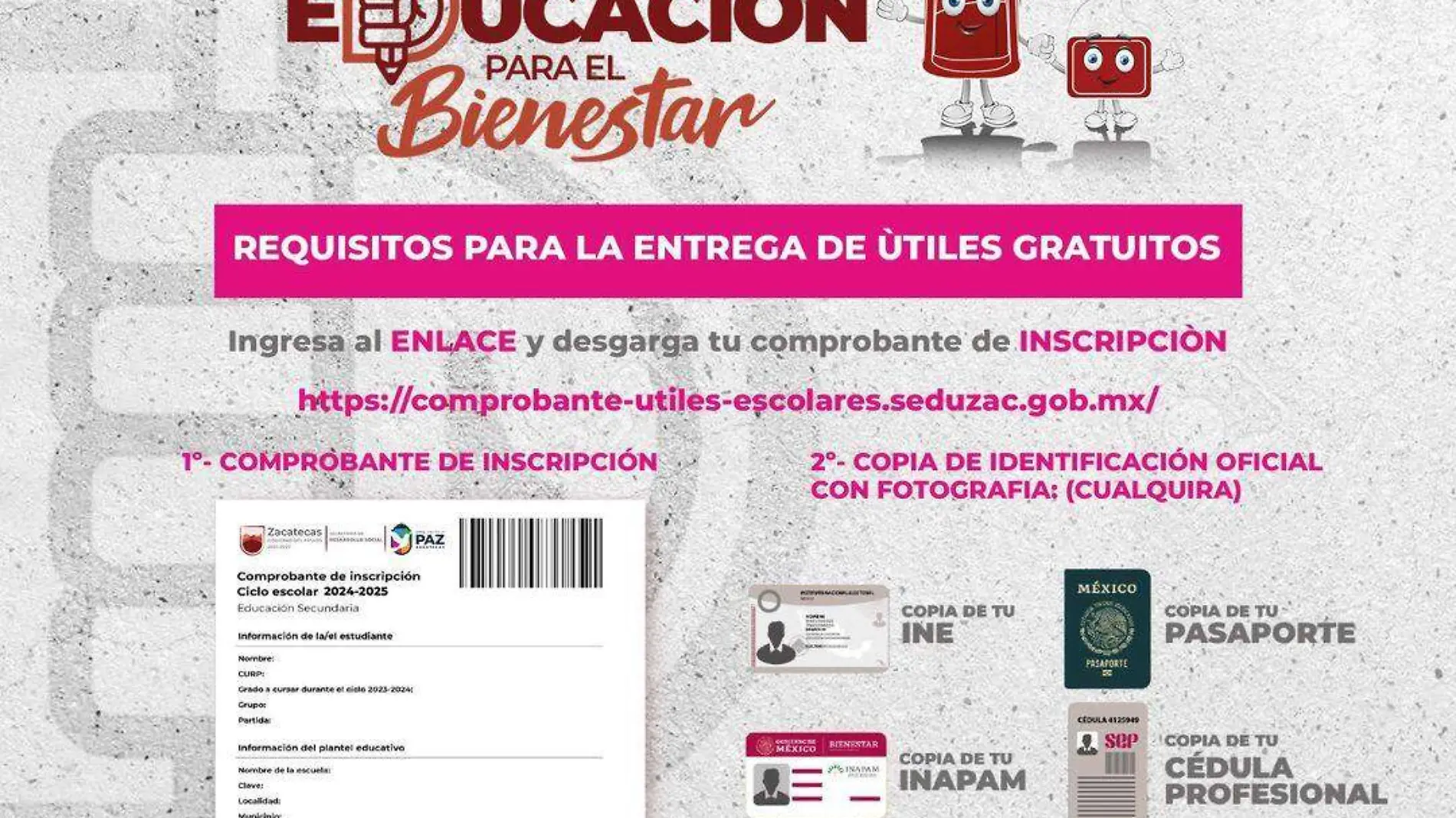 Requisitos para útiles escolares gratuitos en Zacatecas