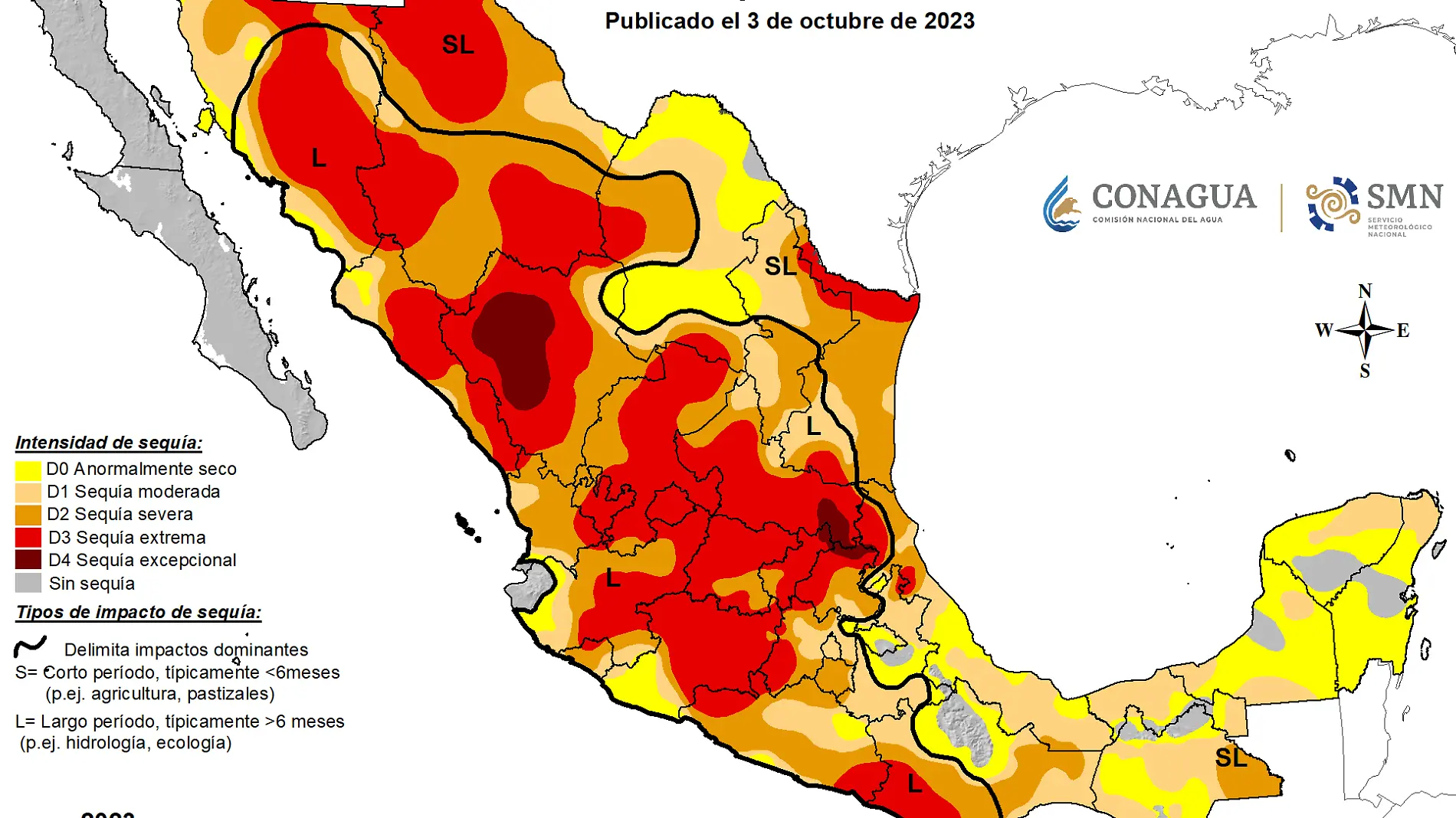 Monitor de Sequía México 30 de septiembre 2023