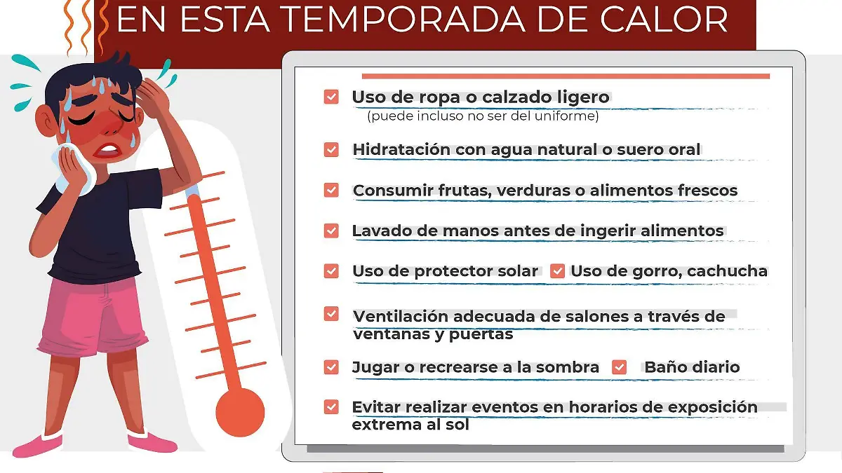 Infografía qué hacer en escuelas ante la ola de calor