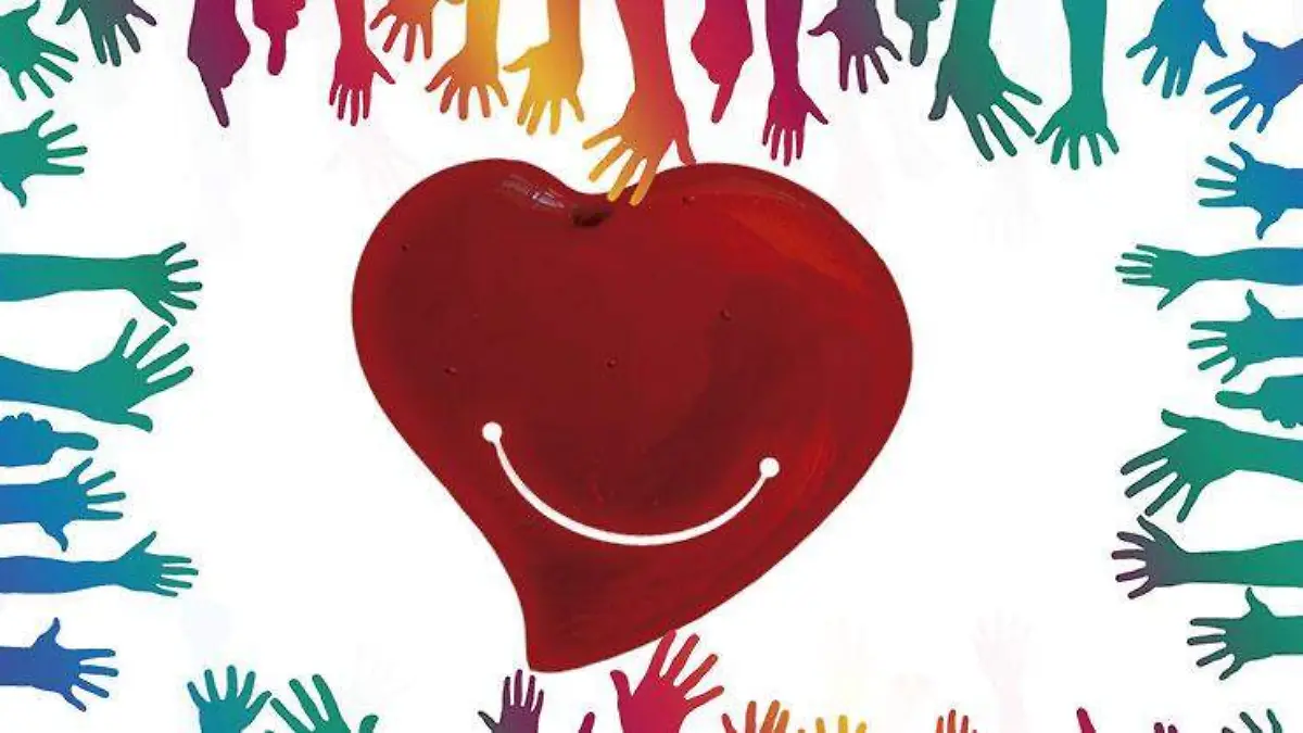 Manosdecoloresalcanzandouncorazónsonriente