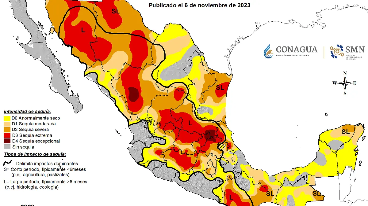 infografía monitor de sequía México 311023
