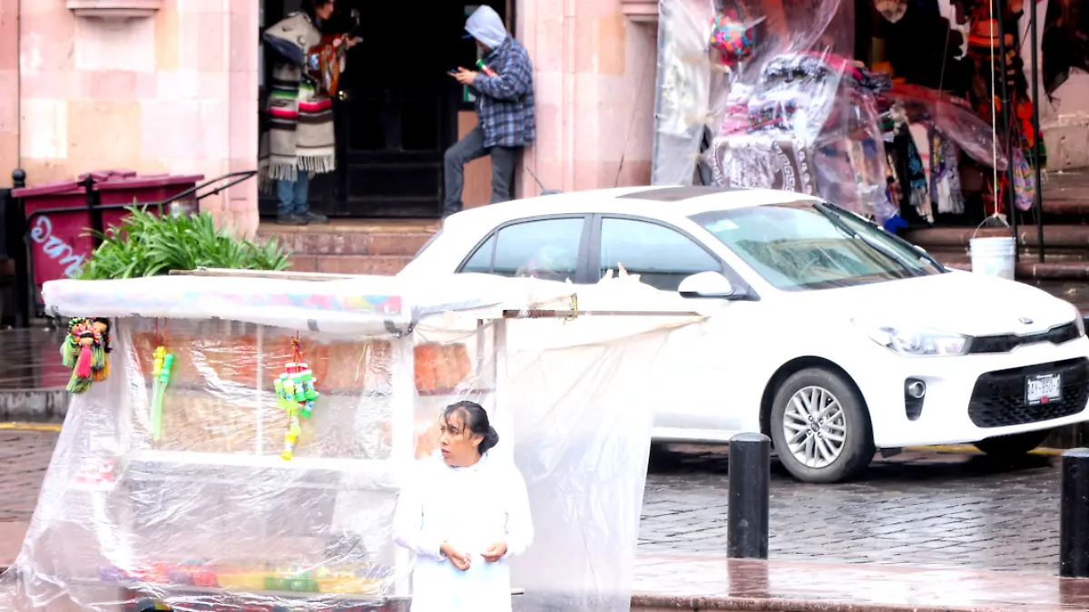 El centro de la ciudad de Zacatecas luego de una lluvia