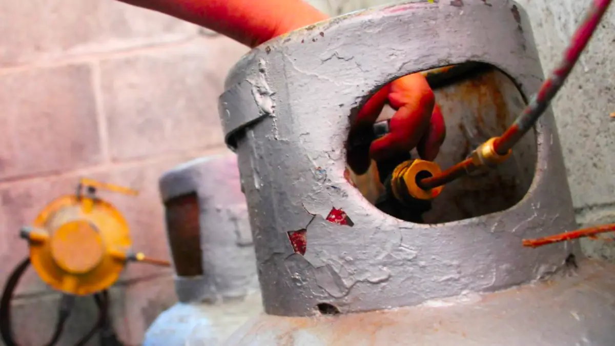 Cilindros de gas que funcionan en una vivienda