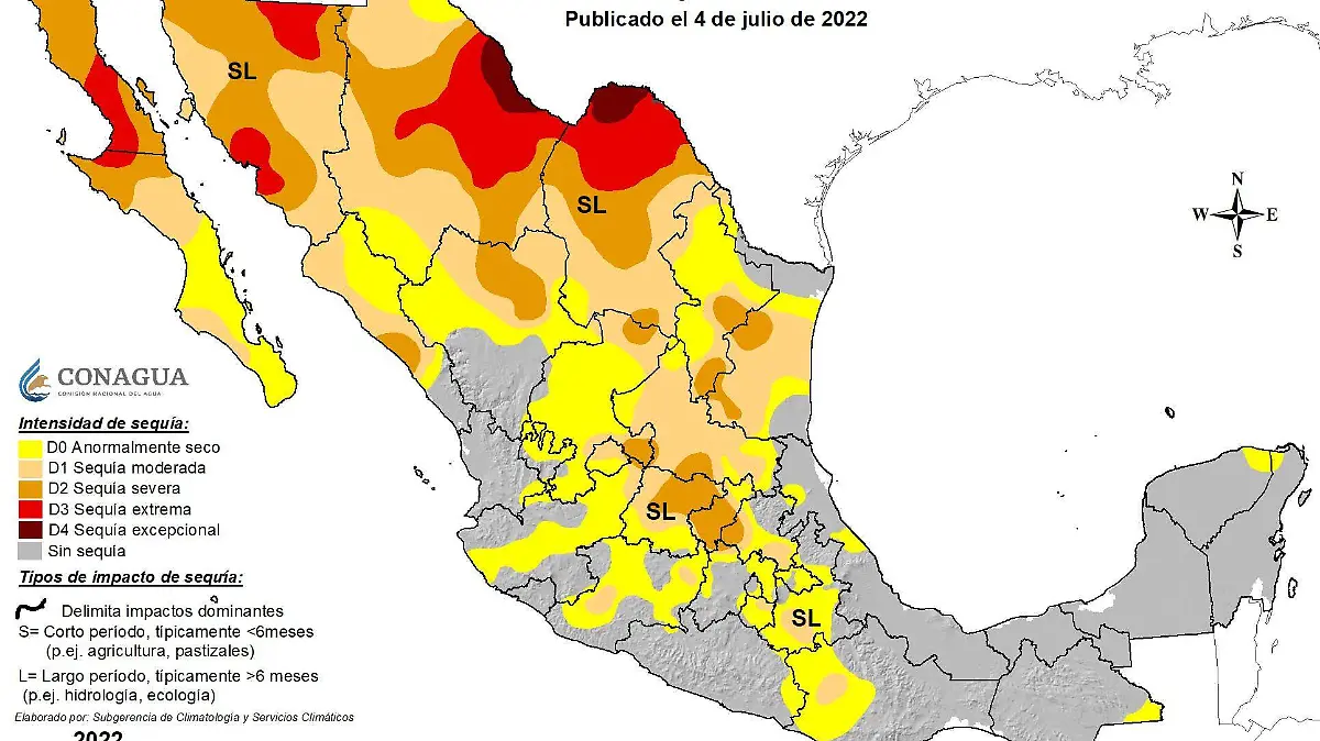 Monitor de sequía en México Conagua