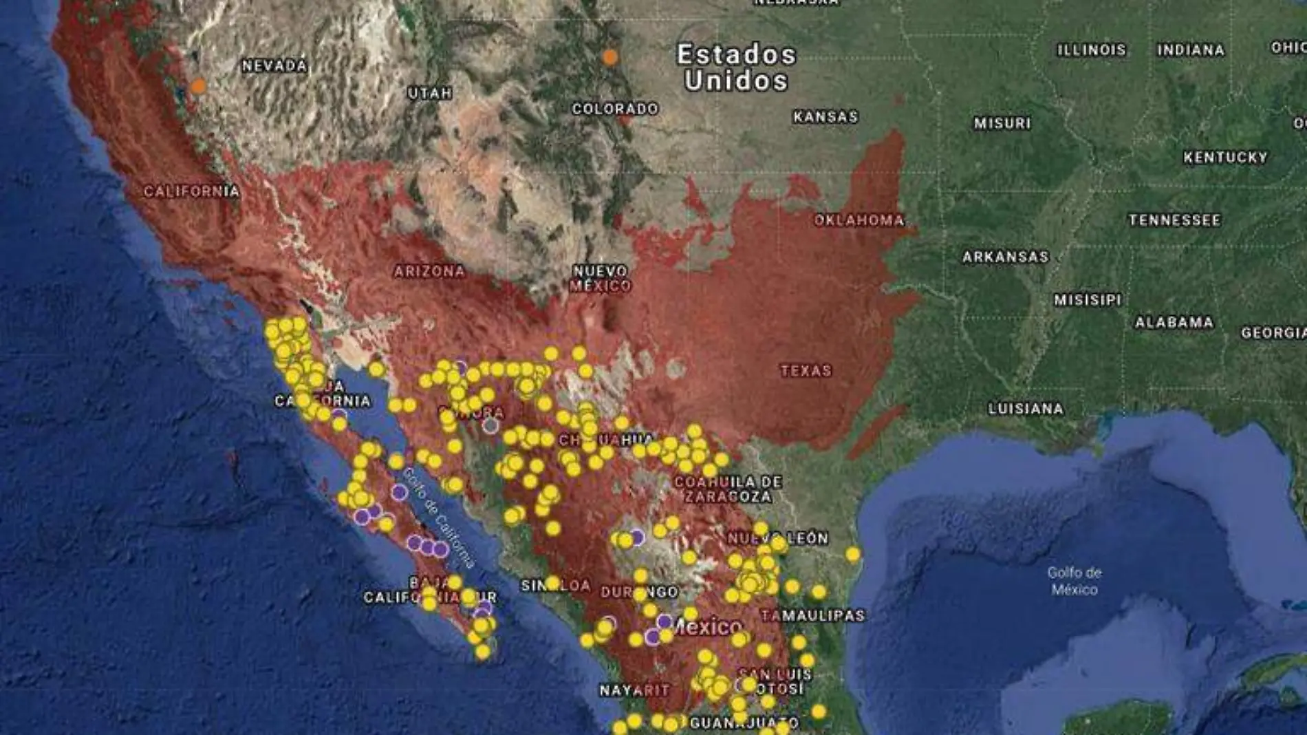 Mapa de migración del águila real