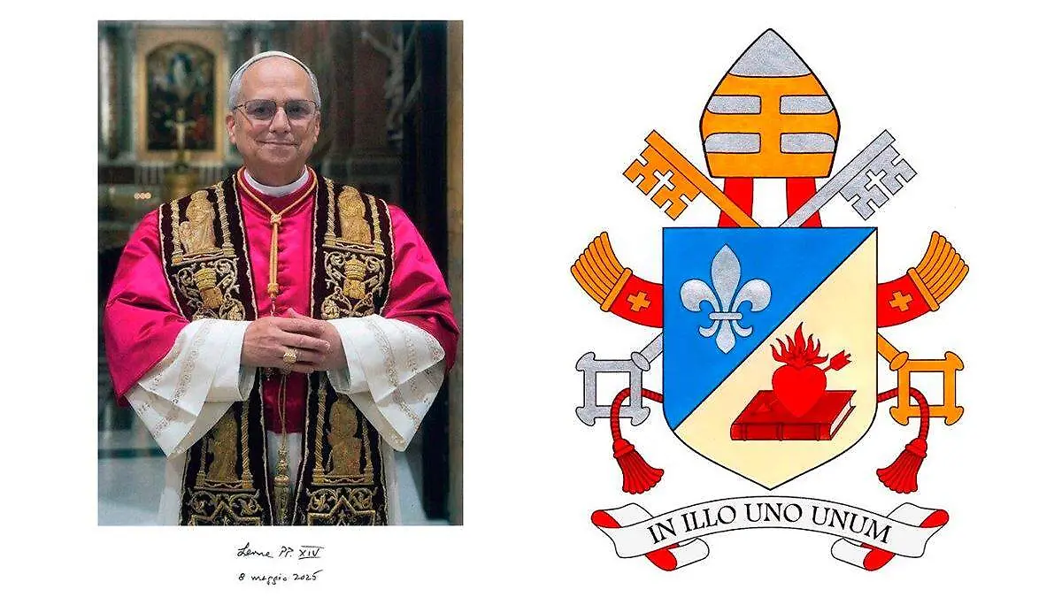 Papa León XIV con su escudo
