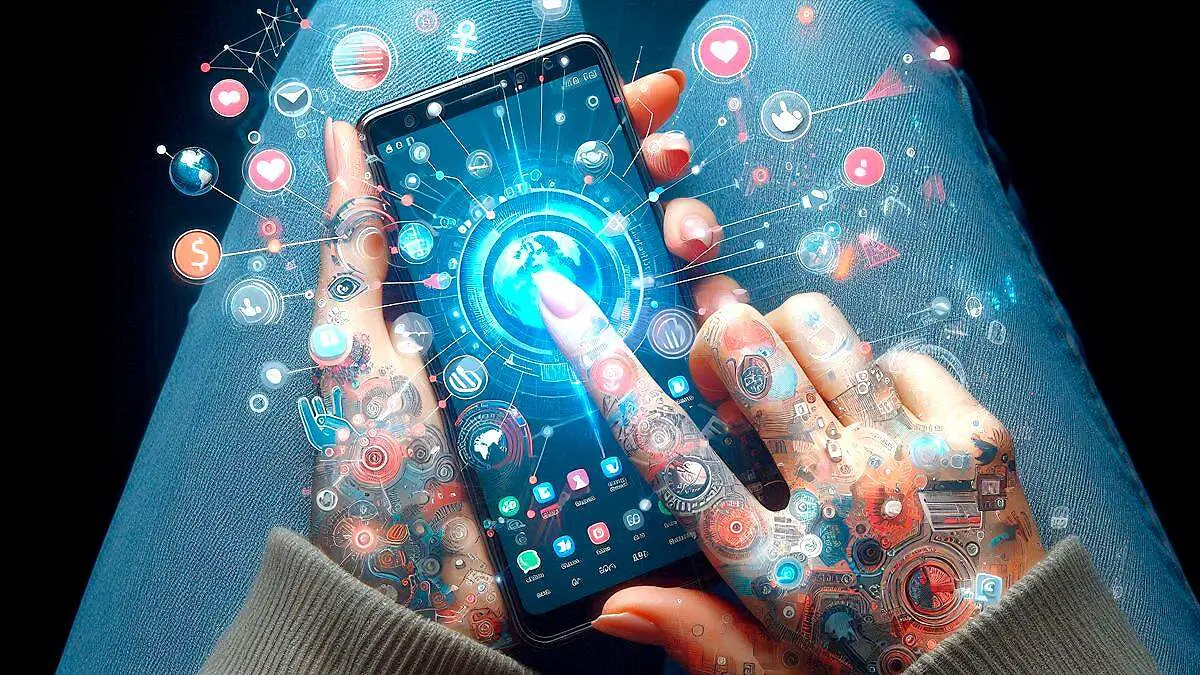 Persona usando un teléfono celular