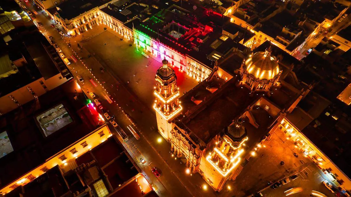 Vista nocturna del centro de Zacatecas