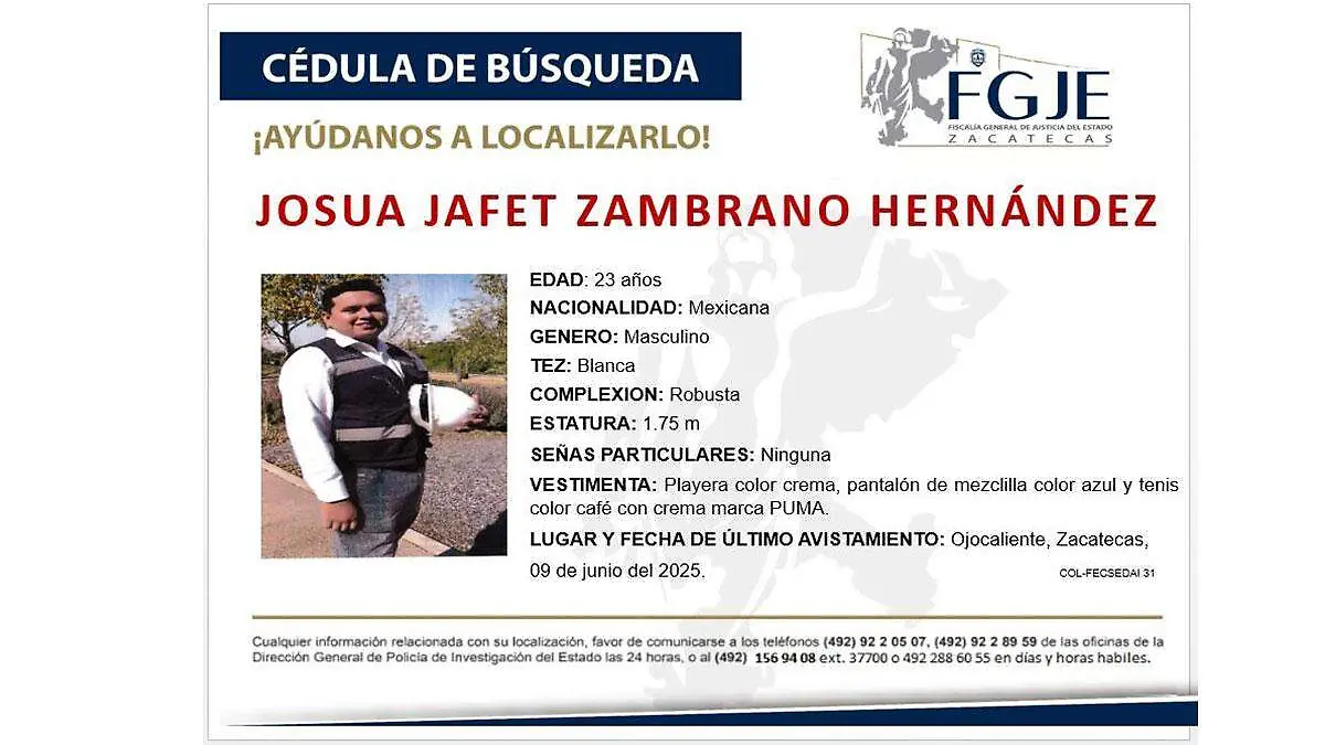 Ficha de búsqueda hijo de alcalde de Ojocaliente