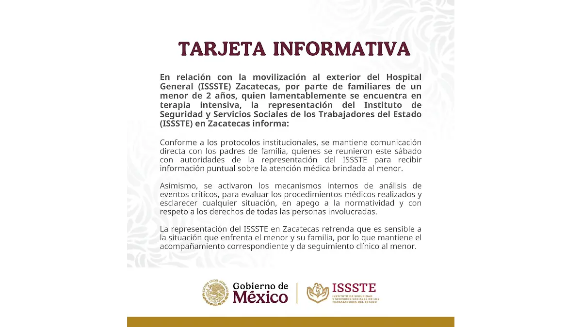 Tarjeta informativa Issste