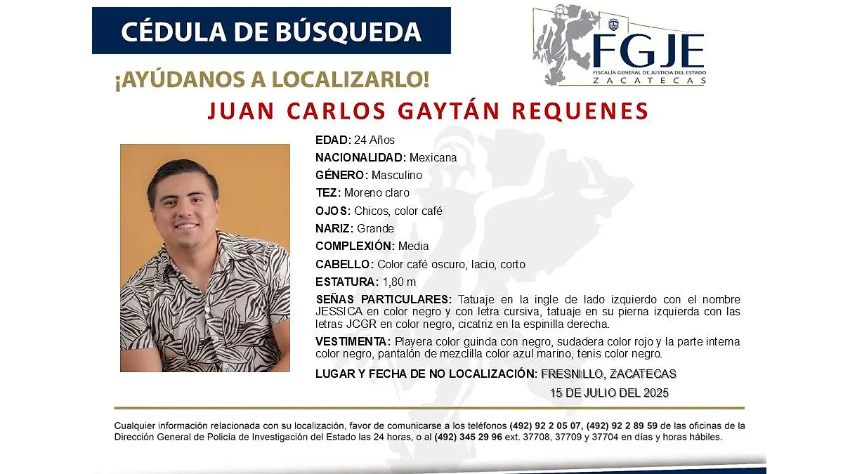Ficha de búsqueda Juan Carlos Gaytán Requenes