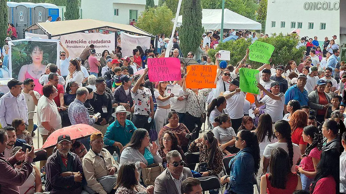 Protesta pacífica durante evento con Claudia Sheinbaum Pardo en Guadalupe, Zacatecas