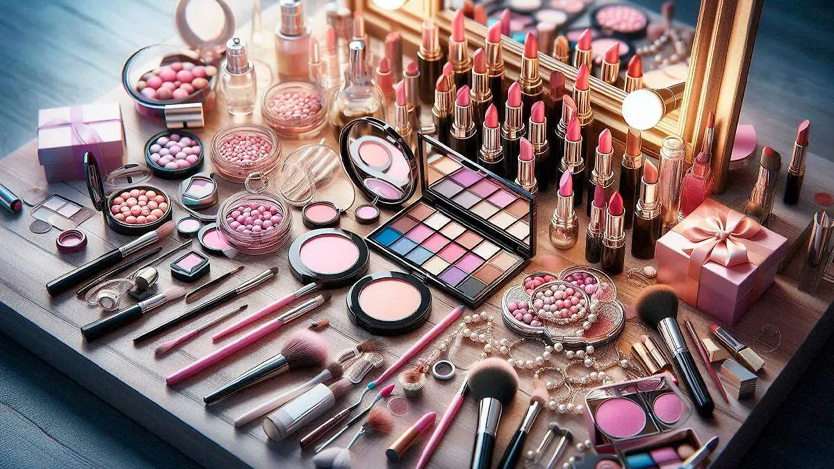 Tocador con maquillaje