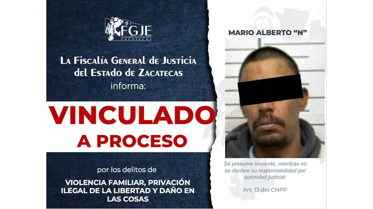 Infografía de vinculación de proceso acusado en Villa de Cos, Zacatecas