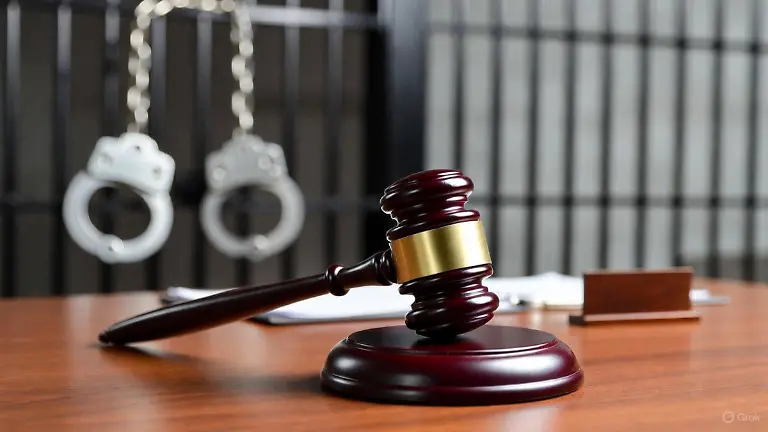 Imagen ilustrativa de un mazo de juez y una celda de prisión
