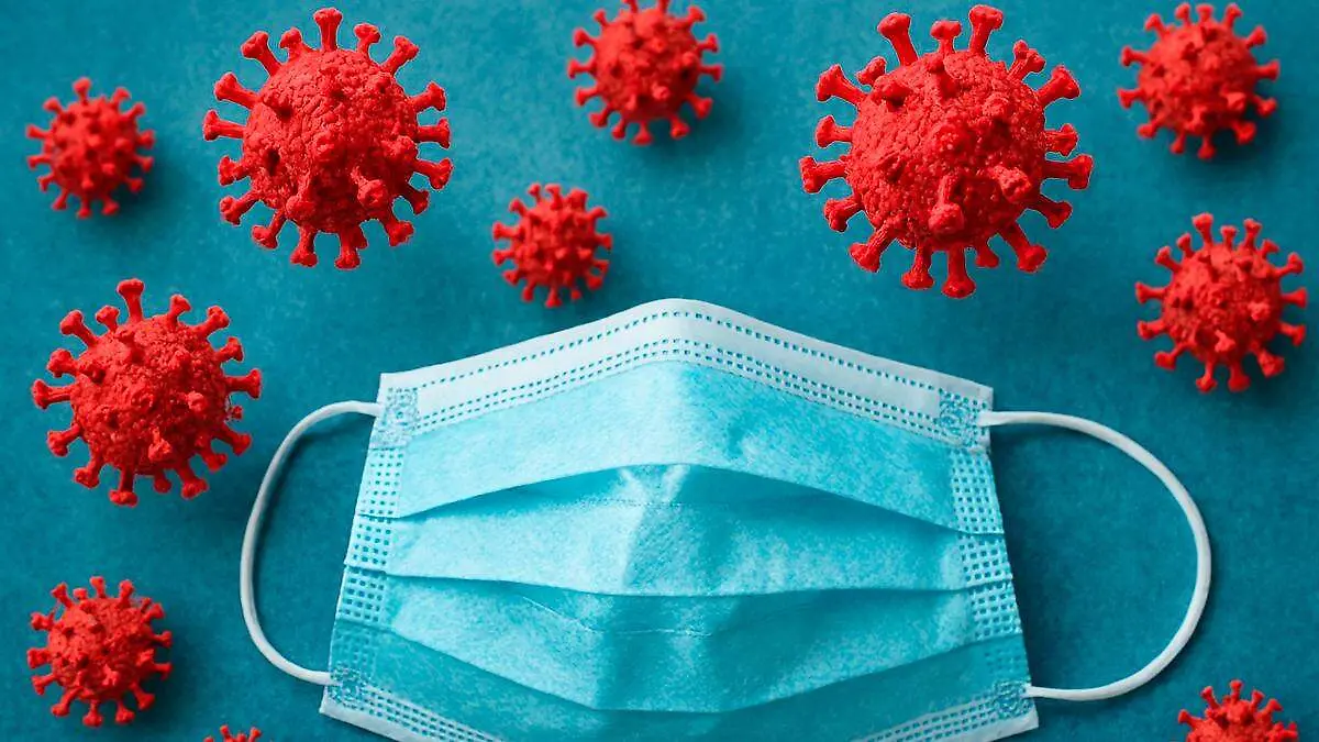 Virus de Covid y cubrebocas