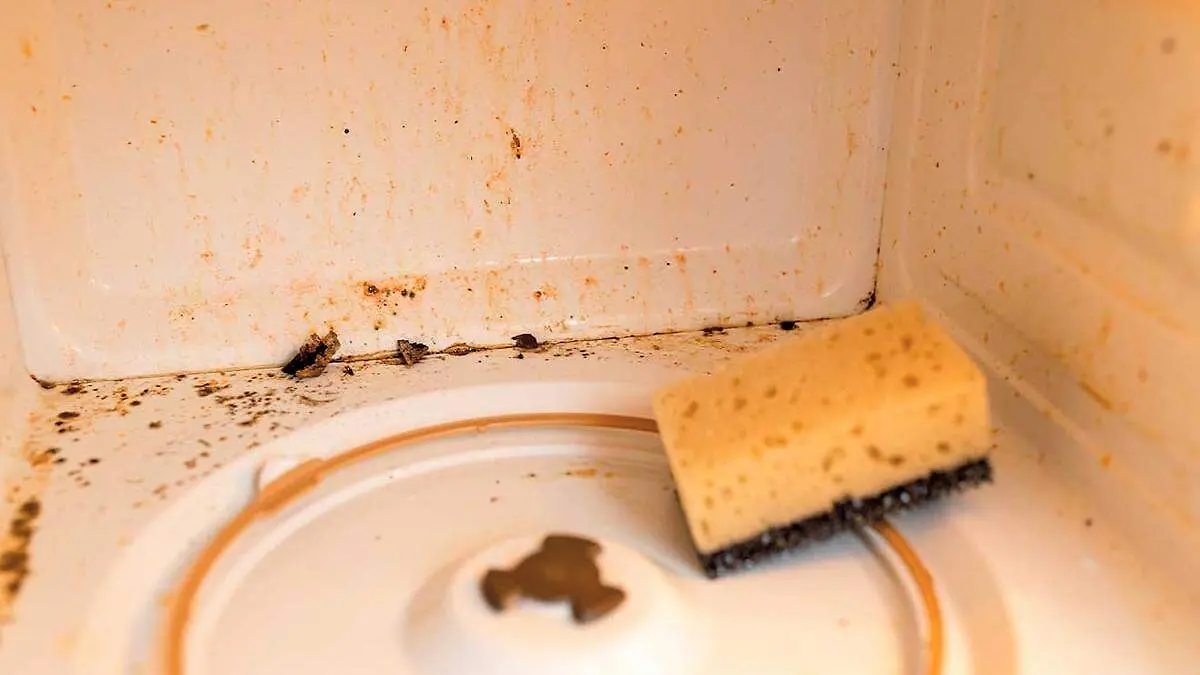 Horno de microondas sucio