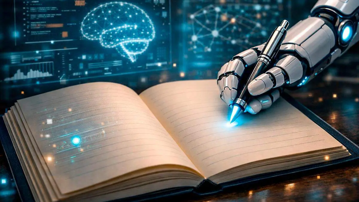 Robot escribiendo un libro