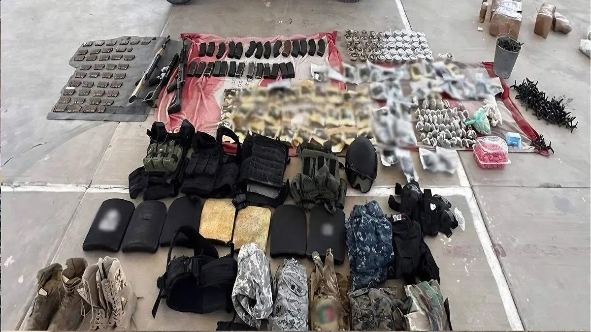 Objetos decomisados por elementos de la Defensa en Huanusco, Zacatecas