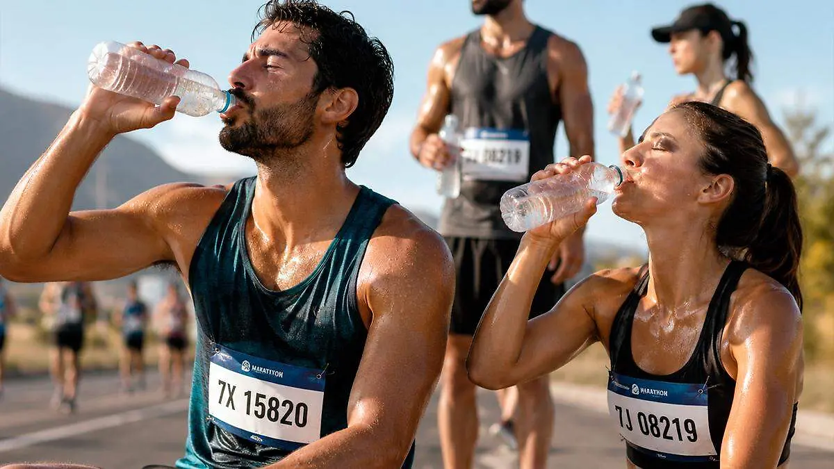 Personas bebiendo agua