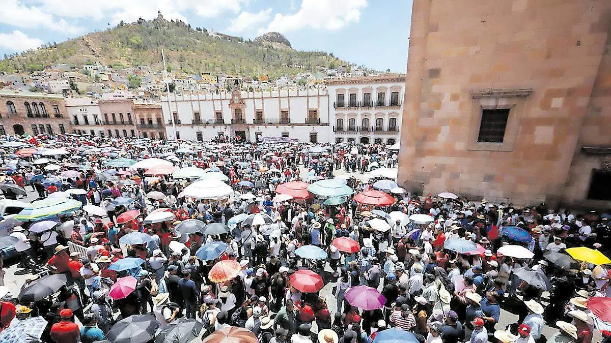 Protesta docente en Plaza de Armas en Zacatecas