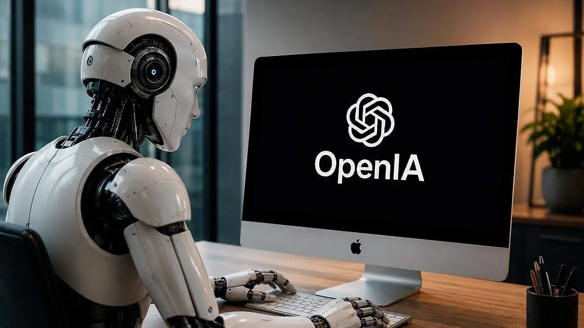 Robot usando una computadora