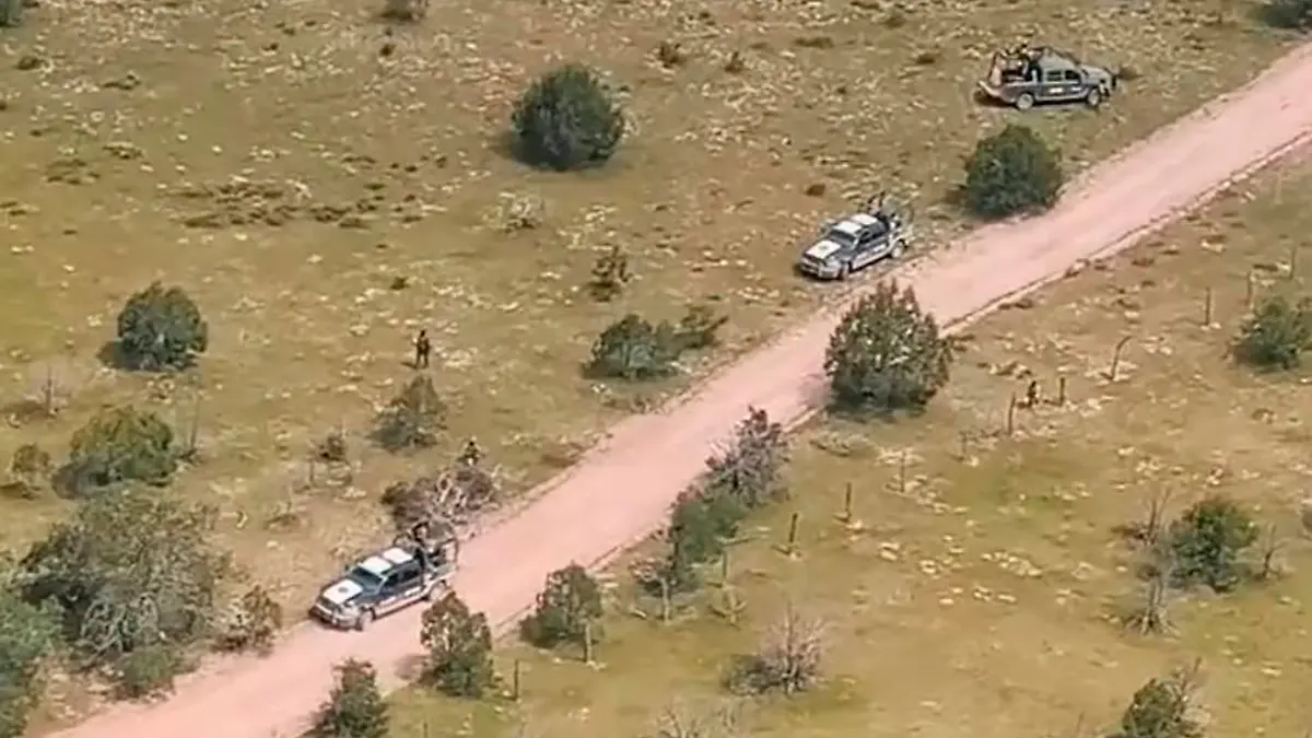 Vista aérea de operativo policial en municipio de Zacatecas