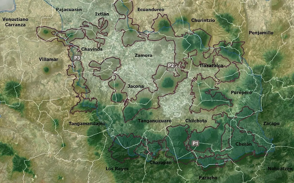 Mapa de la región Zamora