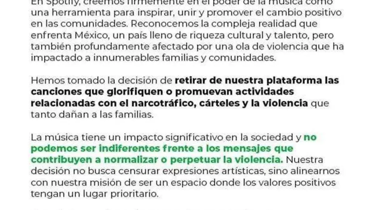 Comunicado falso de Spotify