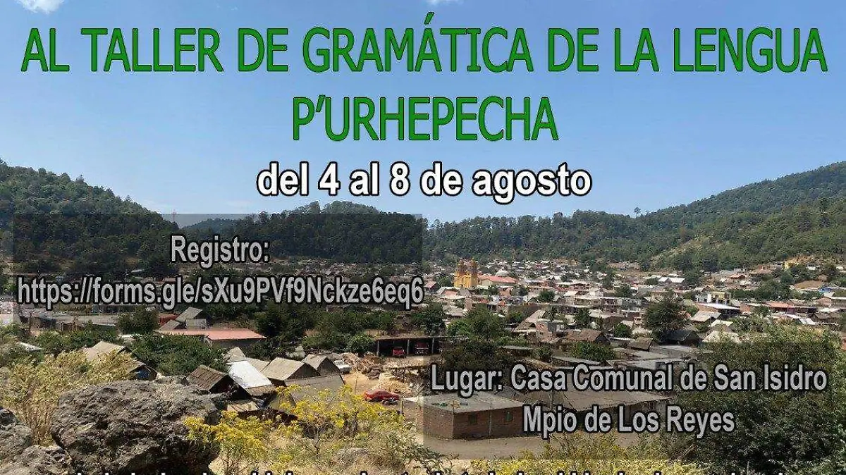 Anuncio de taller de ortografía purépecha
