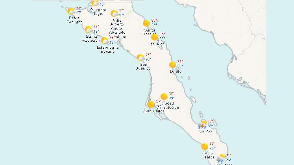 mapa del clima en baja california sur