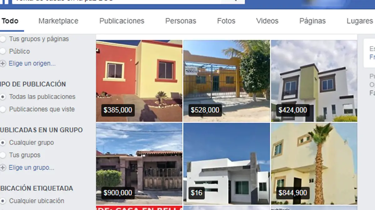 venta de casas por Facebook